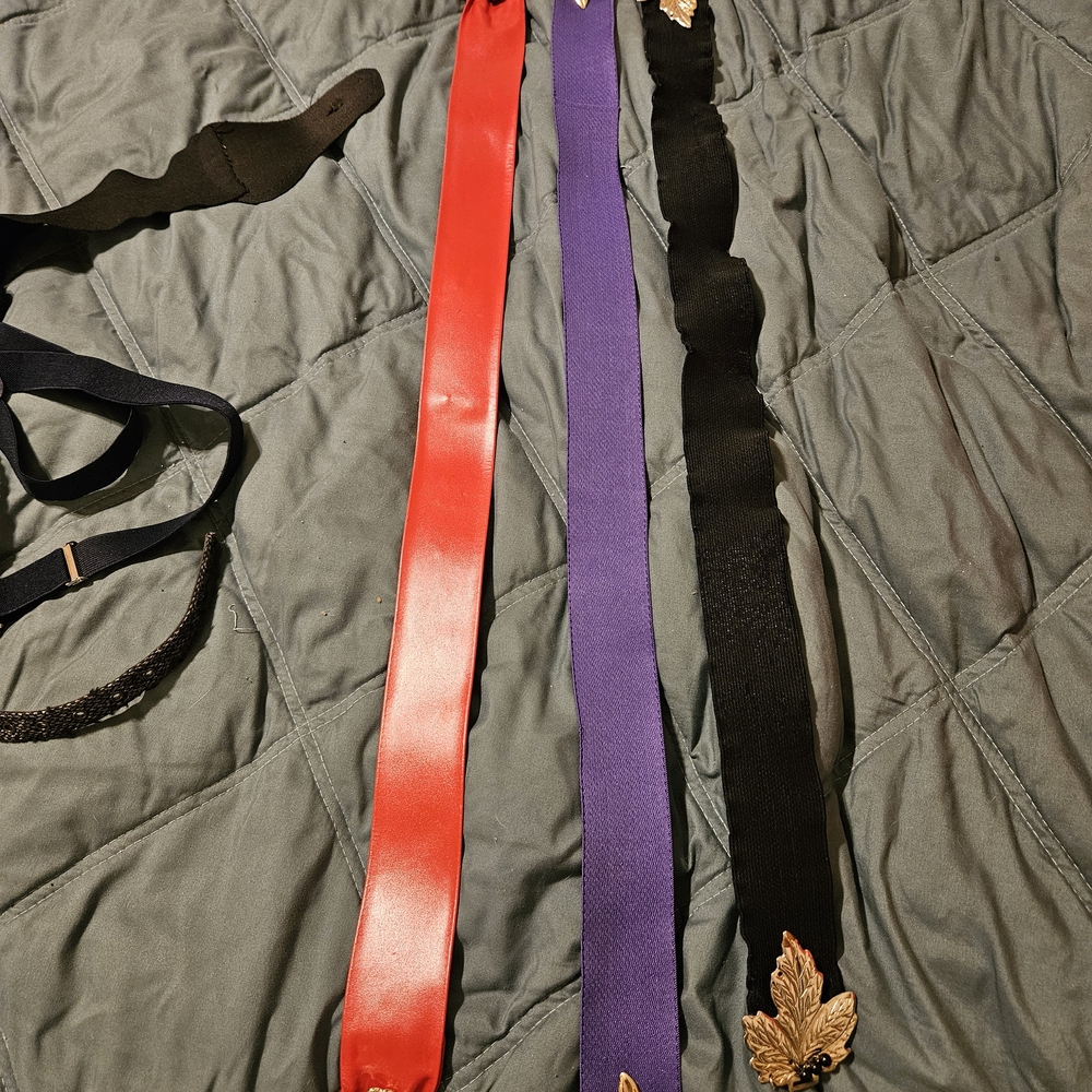 Elegant Red, Purple, and Black Suspenders